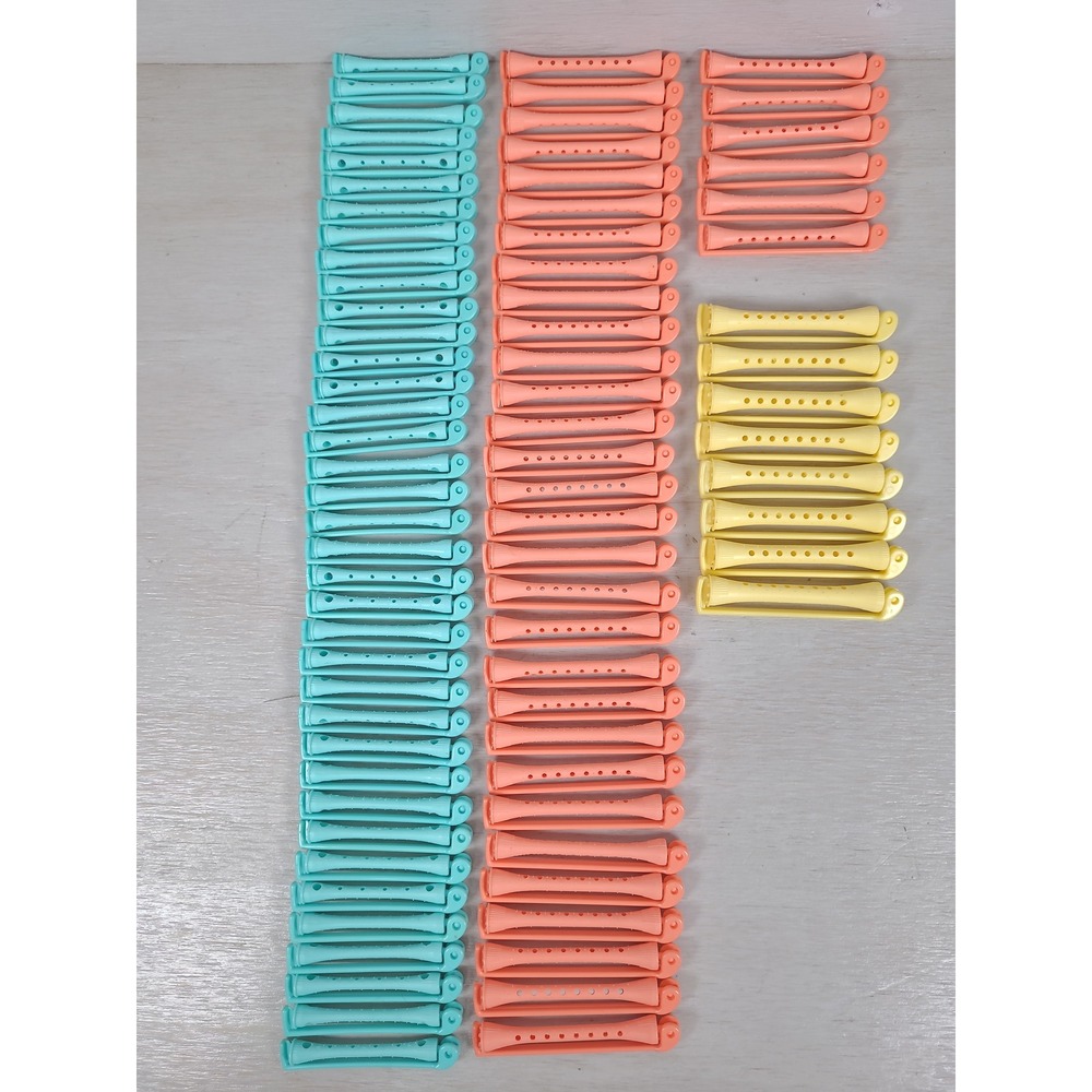 Professional Perm Rods Set 76 Piece Teal Coral Yellow Vented Hair Rollers